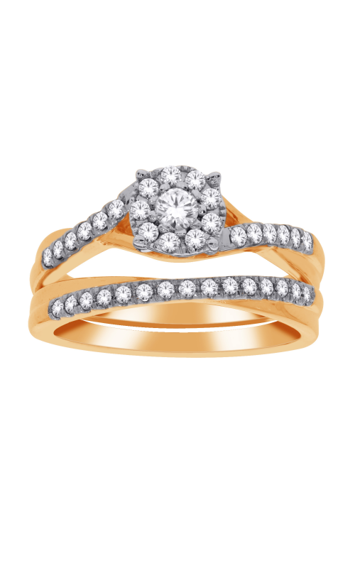 Women's Diamond Engagement Set 1/2 CTW Cluster in 10K White Gold with Rose Gold Plating