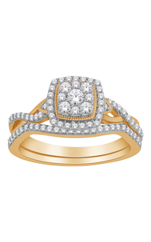 Women's Diamond Engagement Ring Set Cluster 1/2 CTW in 10K Yellow Gold