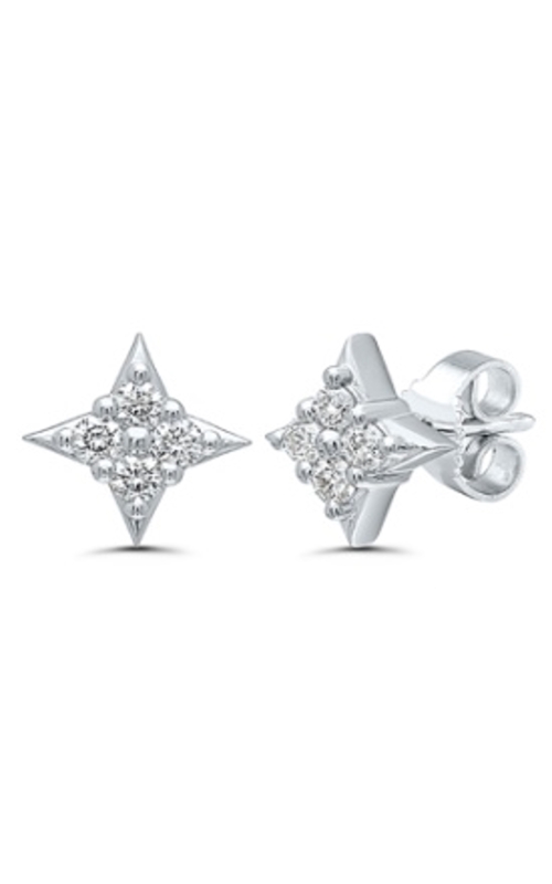 Women's Diamond Star of Hope Stud Earrings 1/3 CTW in 14K White Gold