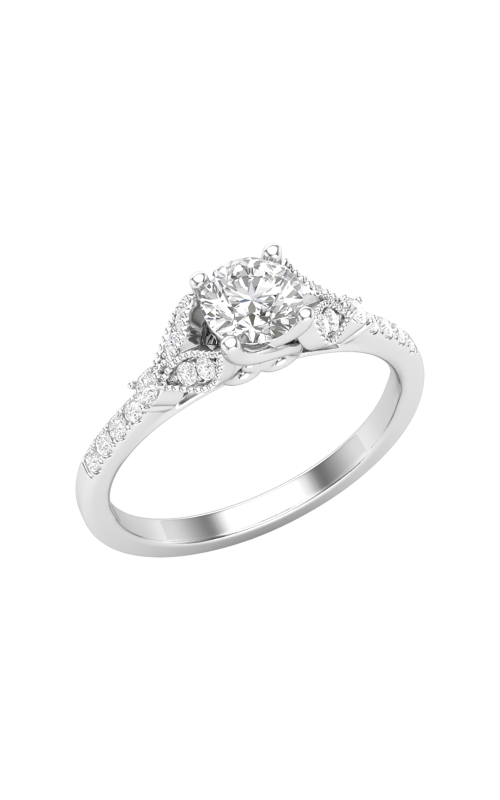 Women's Only You Diamond 3/8 Round Center 5/8 CTW Tulip Floral Engagement Ring in 14K White Gold