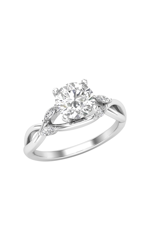 Women's Only You Diamond Round Center Floral 5/8 CTW Engagement Ring in 14K White Gold