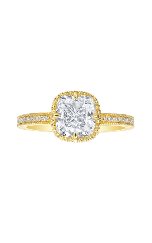 Flashpoint Created Diamond Women's Engagement Ring 2 ct. Cushion Center 2 1/4 CTW in 14K Yellow Gold