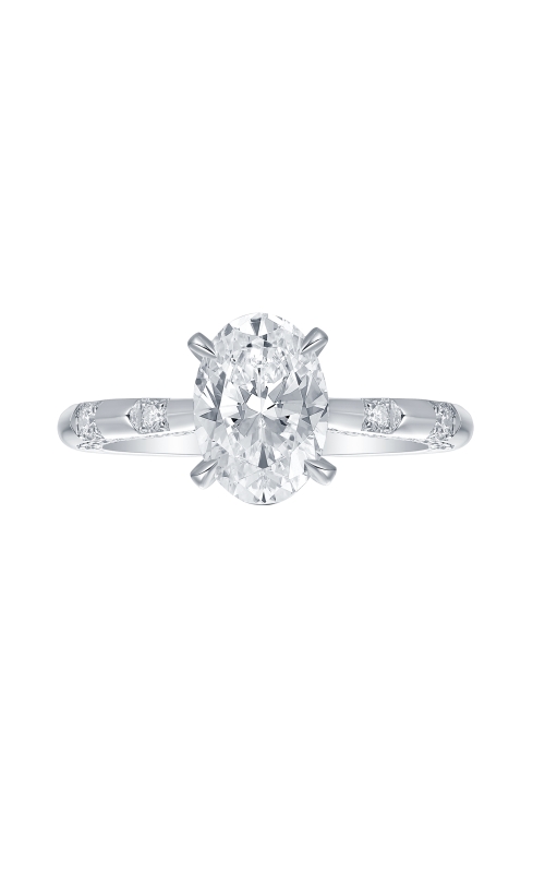 Flashpoint Created Diamond Women's Engagement Ring 2 ct. Oval Center 2 1/2 CTW in 14K White Gold