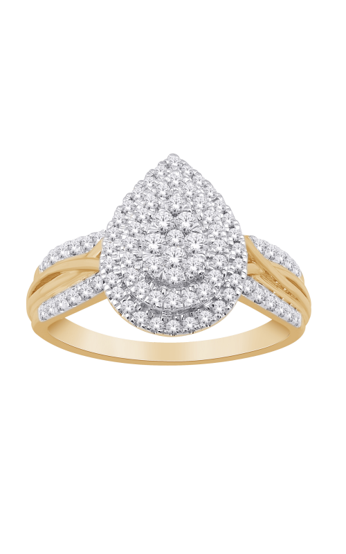 Women's Diamond Engagement Ring Cluster 1/2 CTW in 10K Yellow Gold