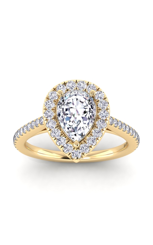 Flashpoint Created Diamond Women's Engagement Ring 1 1/2 CTW Pear Shape in 14K Yellow Gold