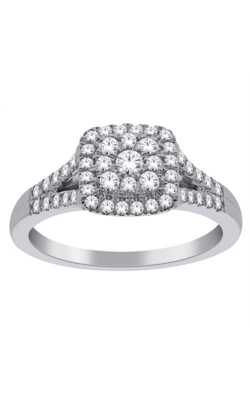 Women's Diamond Engagement Ring 1/2 CTW Cluster in 10K White Gold