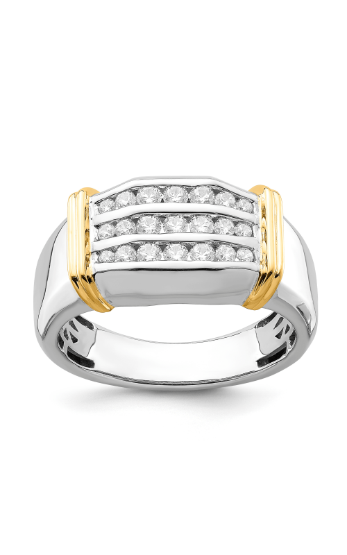 Flashpoint Created Mens Diamond Ring 5/8 CTW 3 Rows in 14K White Gold / Yellow Gold