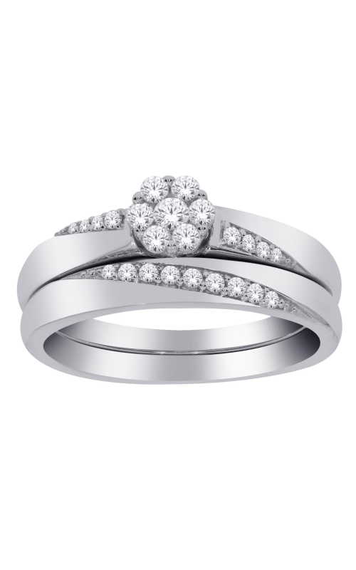 Women's Diamond Engagement Ring Set 1/4 CTW Cluster in 10K White Gold