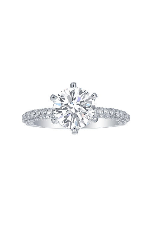 Flashpoint Created Diamond Women's Engagement Ring 2 ct. Round Center 2 7/8 CTW in 14K White Gold