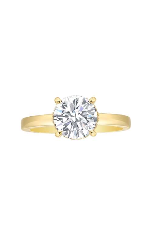 Flashpoint Created Diamond Women's Engagement Ring 2 ct. Round Center 2 1/10 CTW in 14K Yellow Gold