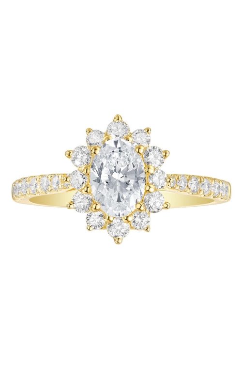 Flashpoint Created Diamond Women's Engagement Ring 1 1/3 CTW Sunburst Halo in 14K Yellow Gold